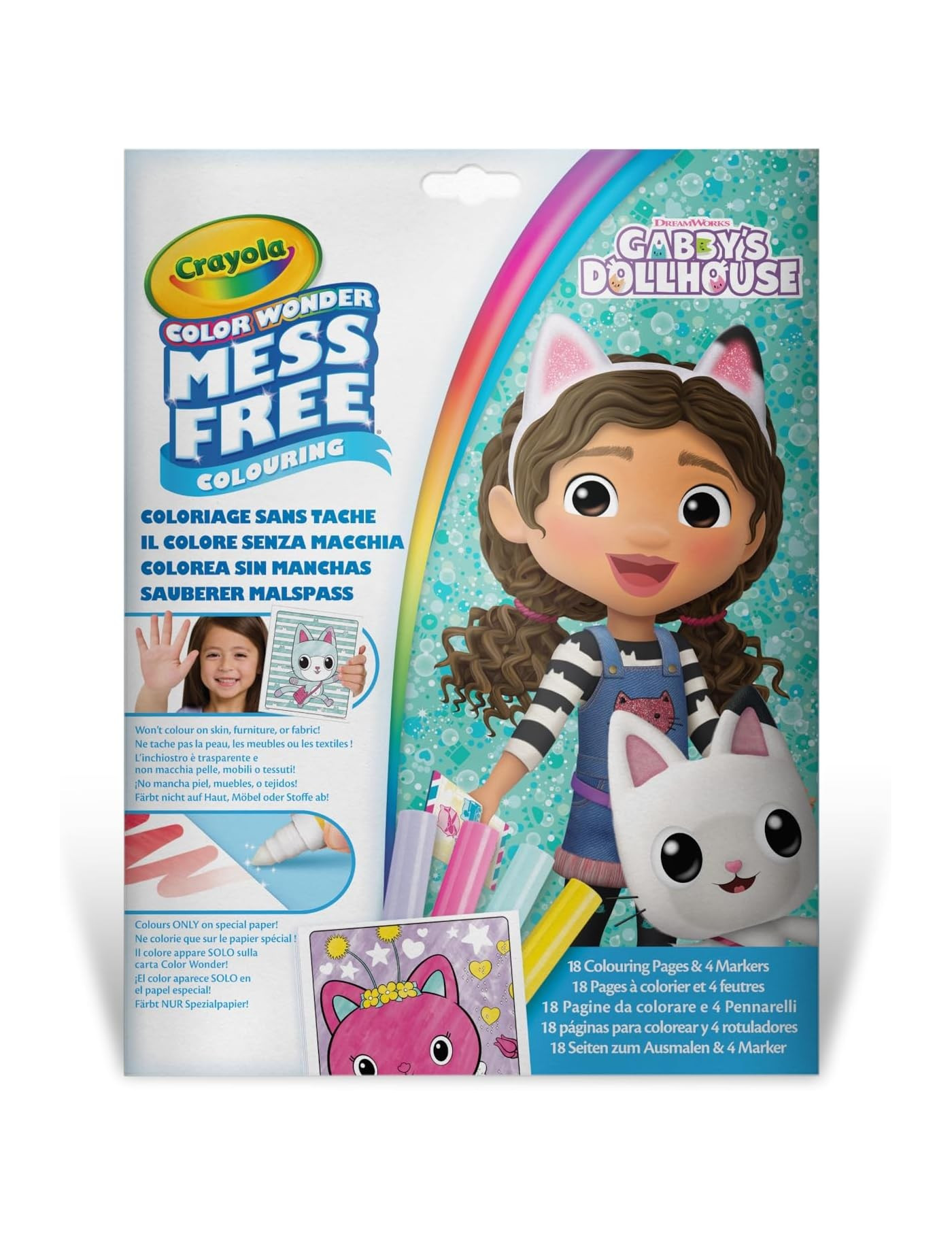 Crayola Kolorowanka dla dzieci i 4 niebrudzące magiczne flamastry Color Wonder Mess Free Koci Domek Gabi 3+ Crayola Kolorowanka dla dzieci i 4 niebrudzące magiczne flamastry Color Wonder Mess Free Koci Domek Gabi 3+