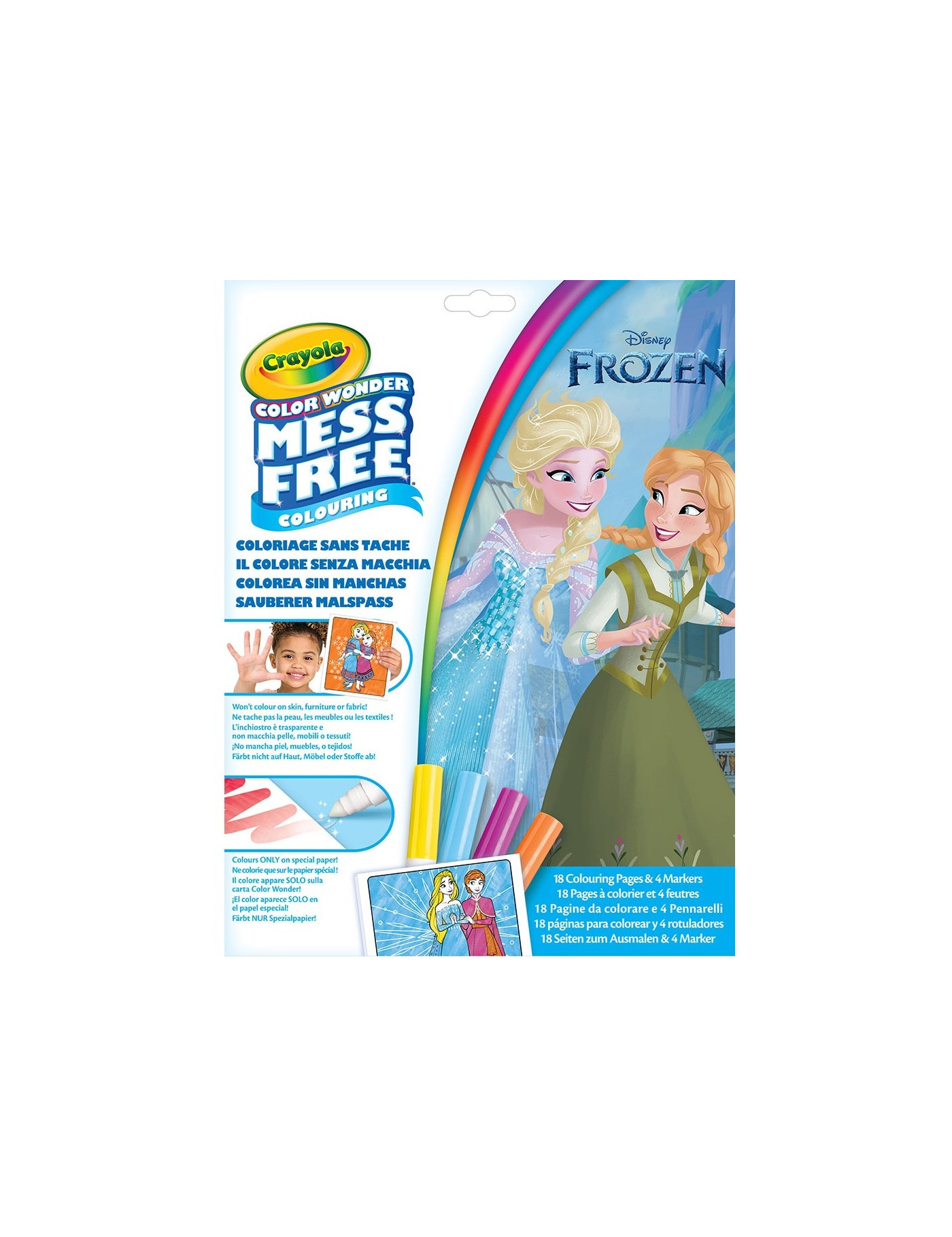 Crayola Kolorowanka dla dzieci i 4 niebrudzące magiczne flamastry Color Wonder Mess Free Kraina Lodu 3+