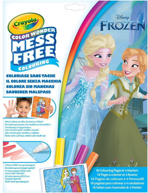 Crayola Kolorowanka dla dzieci i 4 niebrudzące magiczne flamastry Color Wonder Mess Free Kraina Lodu 3+