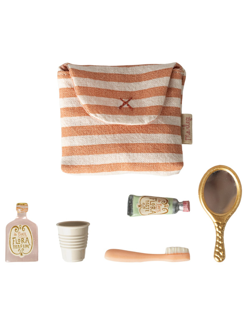 Zestaw łazienkowy dla myszek Maileg Coral Stripe