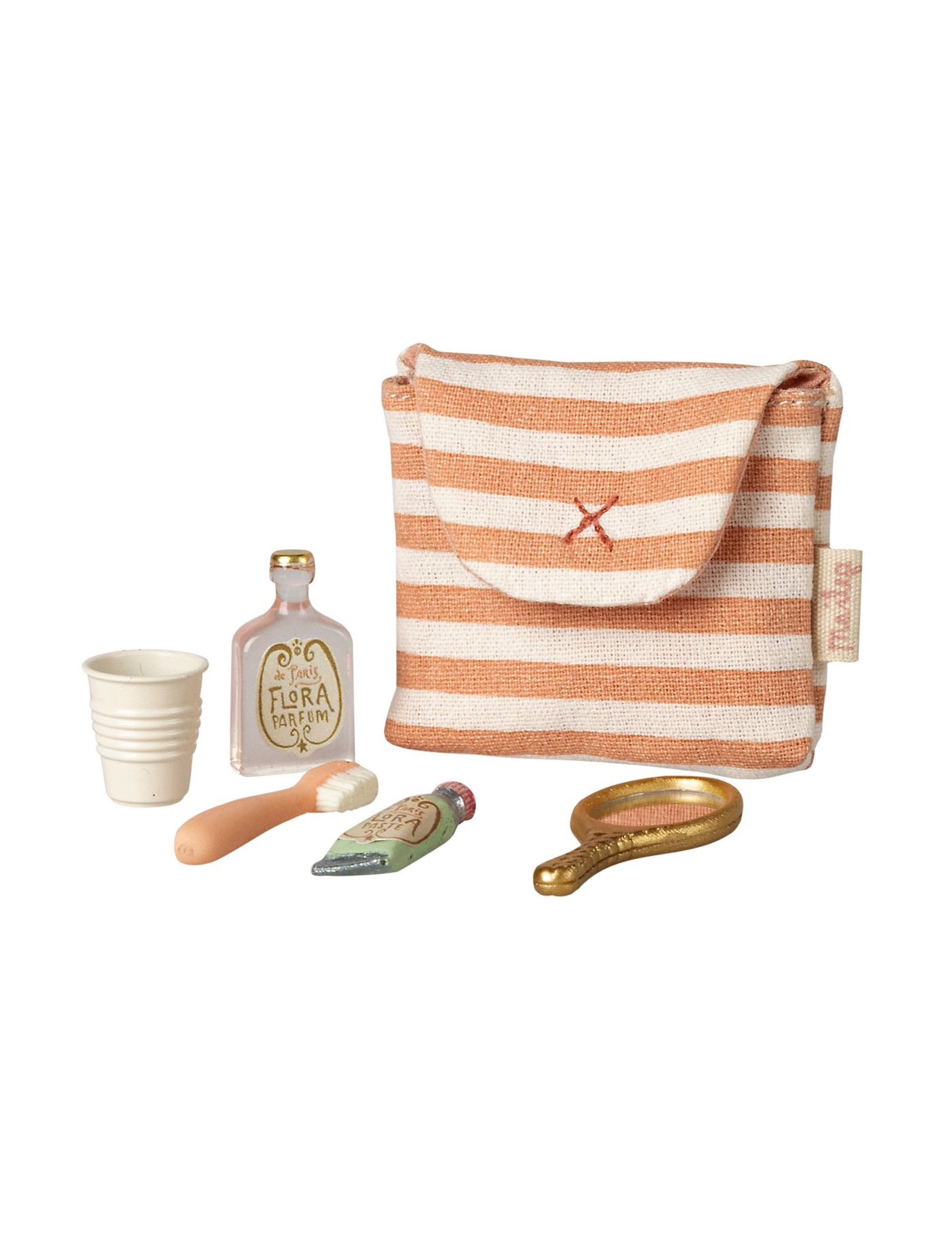 Zestaw łazienkowy dla myszek Maileg Coral Stripe