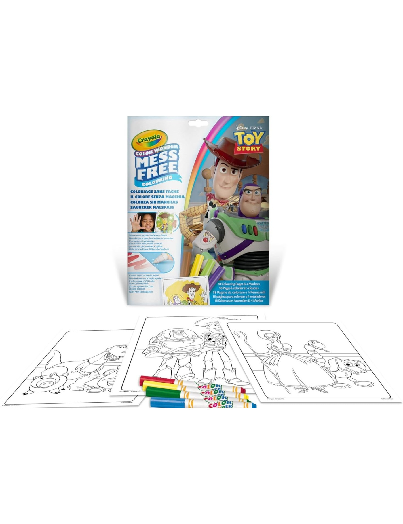 Crayola Kolorowanka dla dzieci i 4 niebrudzące magiczne flamastry Color Wonder Mess Free Toy Story 3+