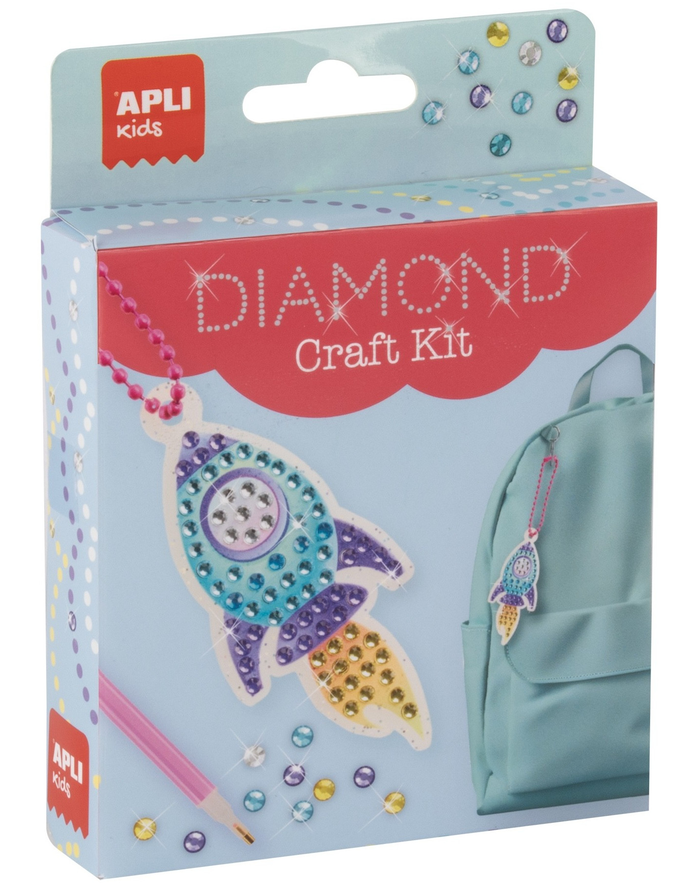 Zestaw do robienia diamentowych breloczków DIY Apli Kids - Rakieta