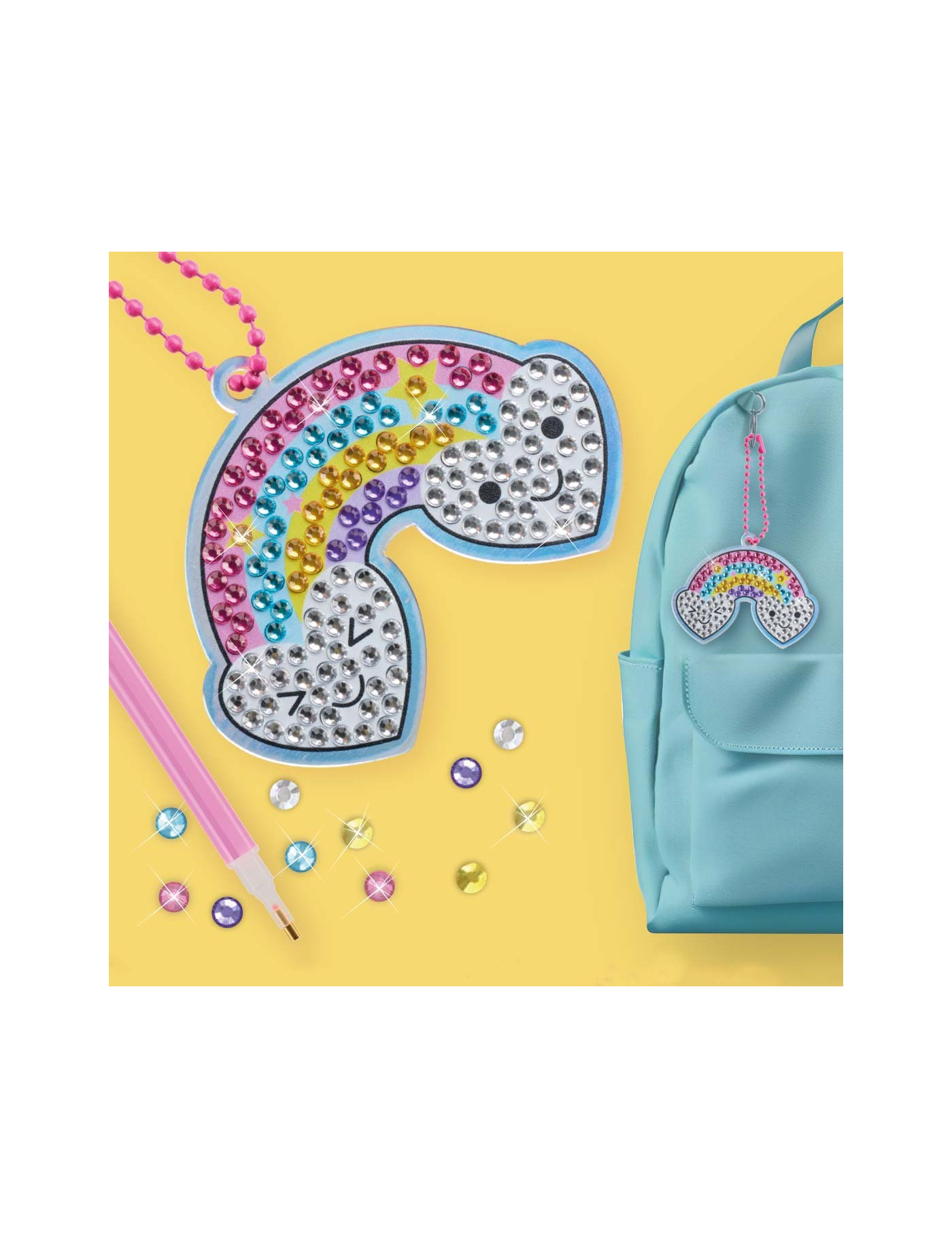 Zestaw do robienia diamentowych breloczków DIY Apli Kids - Tęcza