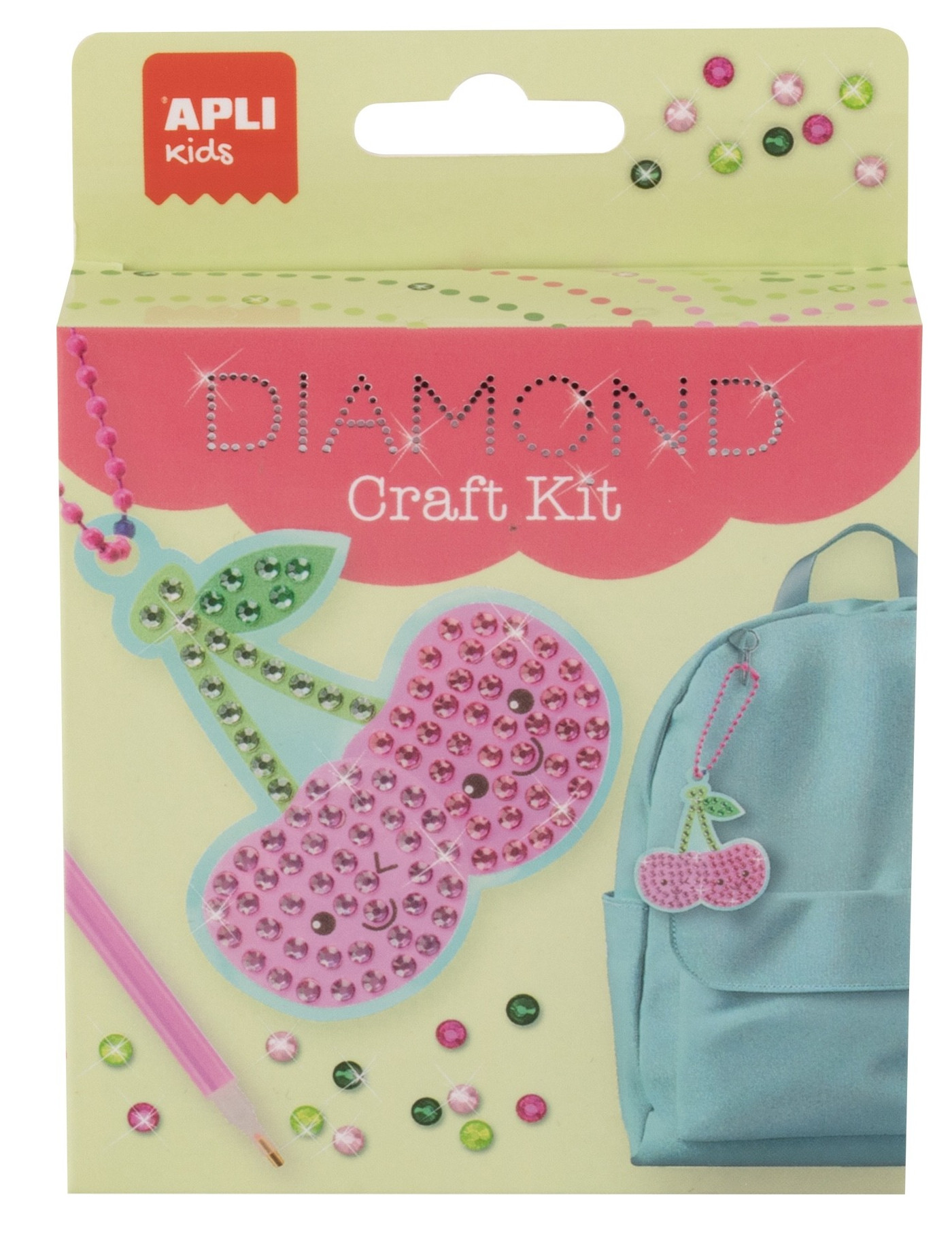 Zestaw do robienia diamentowych breloczków DIY Apli Kids - Wiśnia