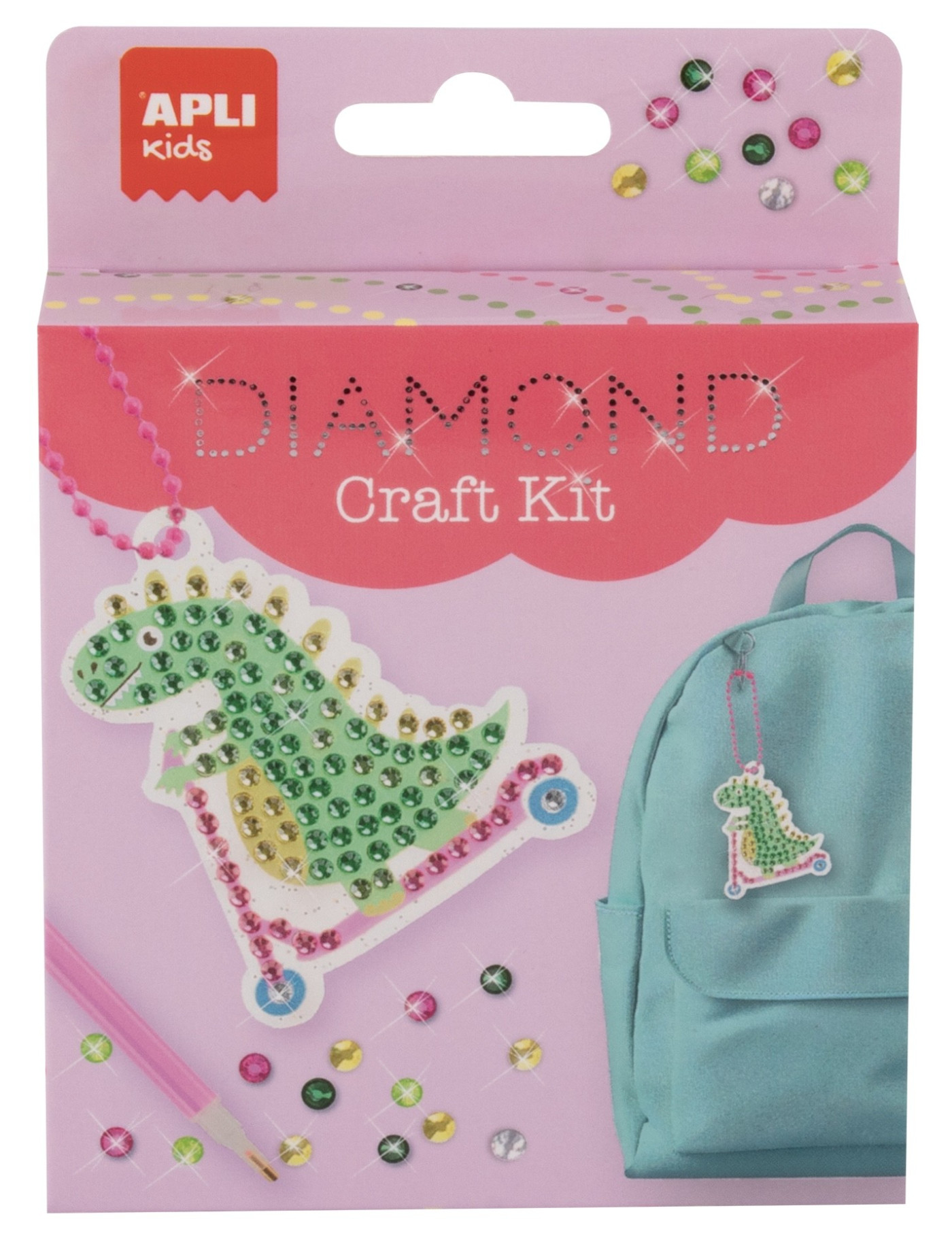 Zestaw do robienia diamentowych breloczków DIY Apli Kids - Dinozaur