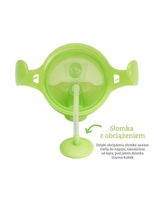 Munchkin Kubek niekapek ze słomką, zielony, 207 ml
