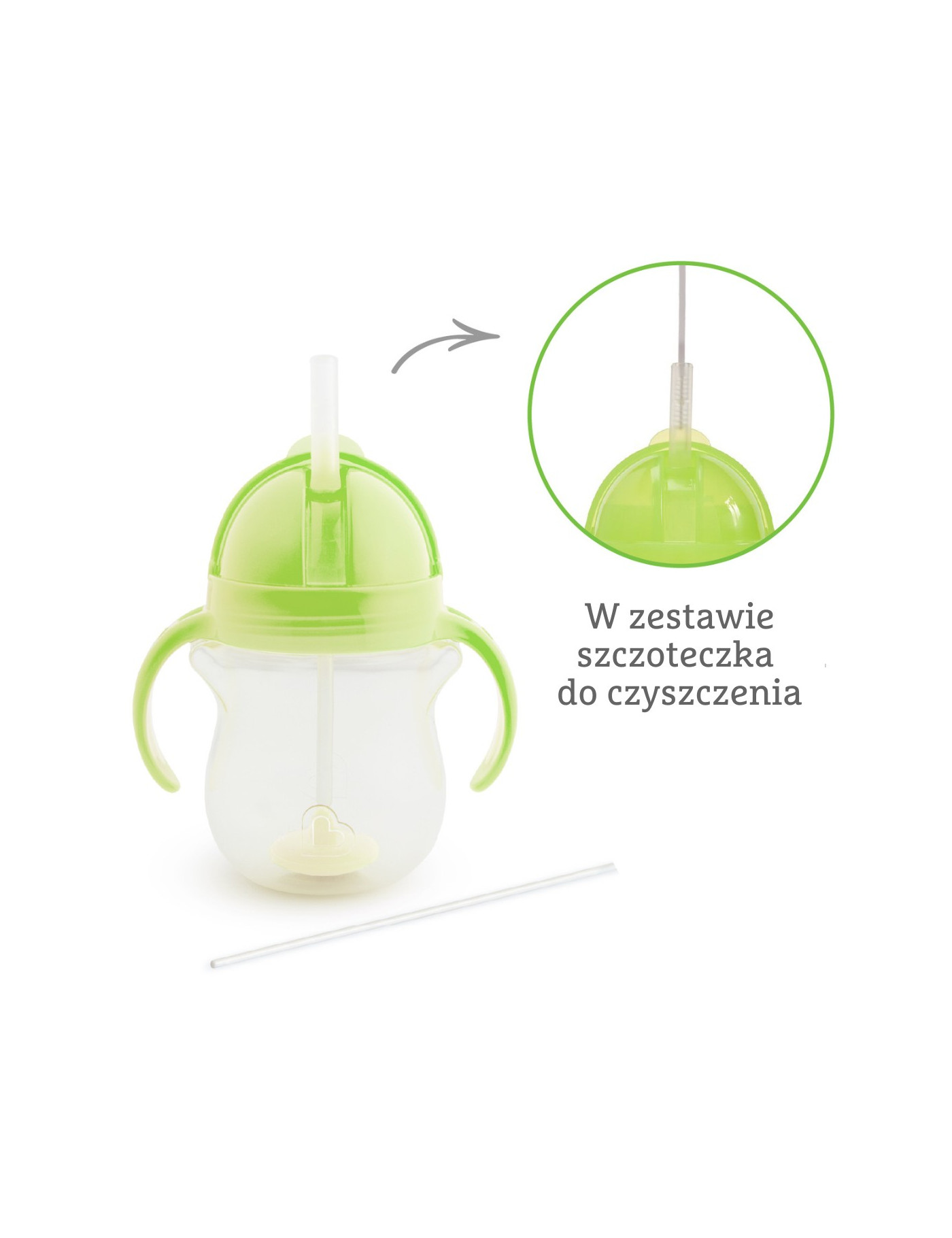 Munchkin Kubek niekapek ze słomką, zielony, 207 ml Munchkin Kubek niekapek ze słomką, zielony, 207 ml