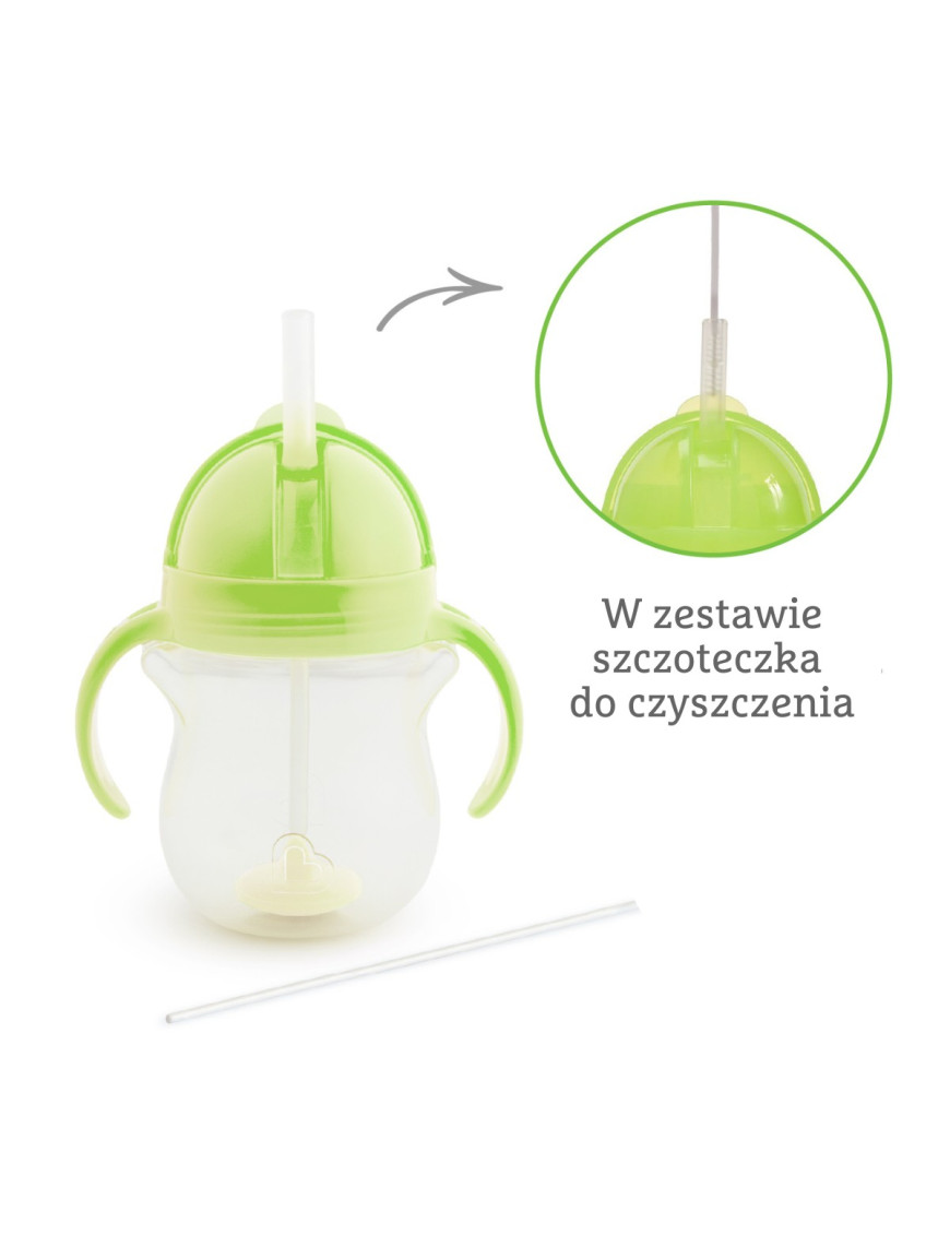 Munchkin Kubek niekapek ze słomką, zielony, 207 ml Munchkin Kubek niekapek ze słomką, zielony, 207 ml