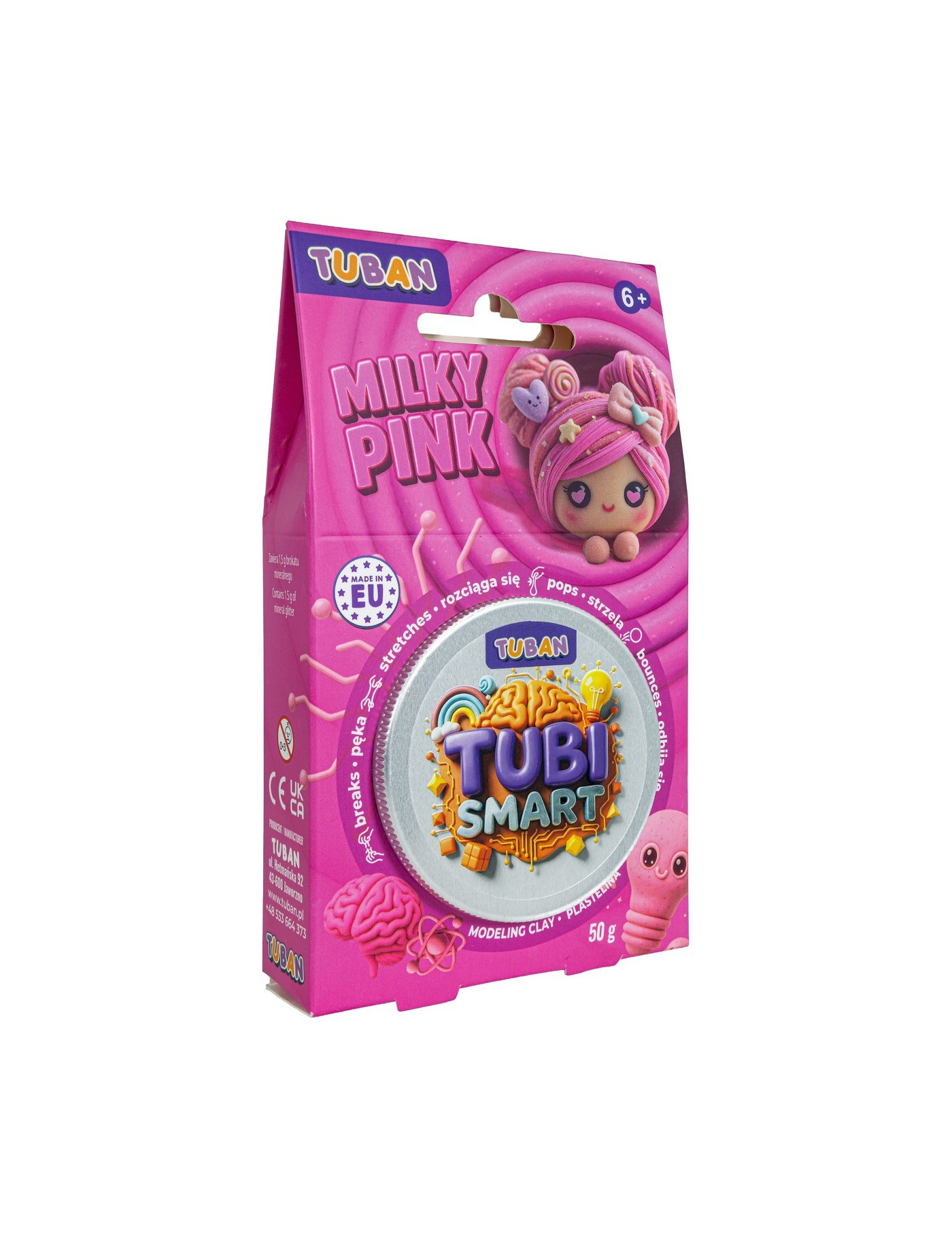 Masa plastyczna TUBI SMART plastelina TUBAN - Milky Pink 50 g