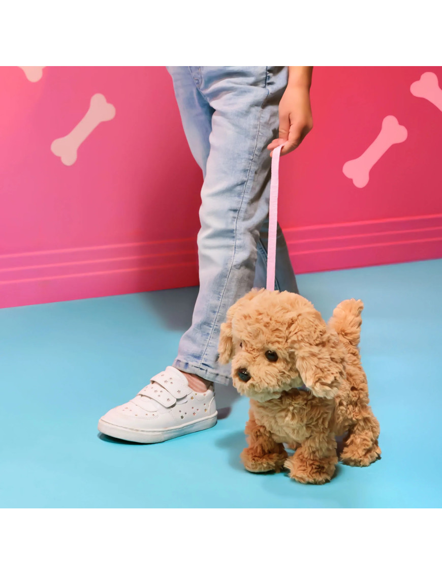 Interaktywny CHODZĄCY piesek z MAGNETYCZNĄ kostką i akcesoriami – Playful Paws Goldendoodle Pup OG