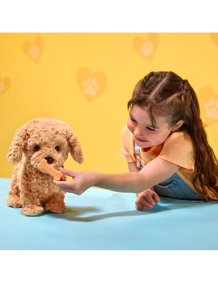 Interaktywny CHODZĄCY piesek z MAGNETYCZNĄ kostką i akcesoriami – Playful Paws Goldendoodle Pup OG