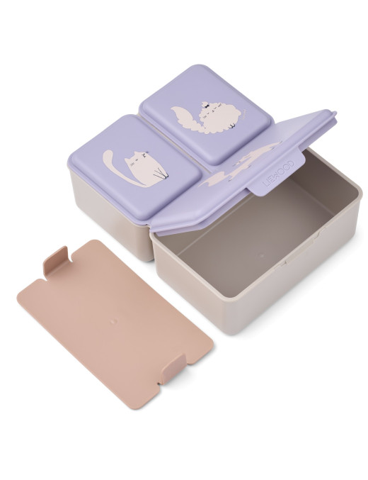 Liewood Lunchbox z Przegródkami DRISS Cat/Warm Lilac