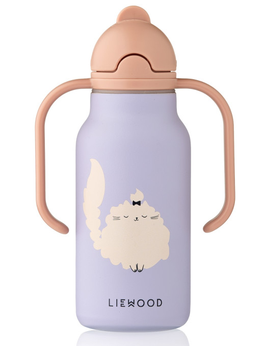 Butelka termiczna ze słomką Kimmie z dwoma uchwytami CAT / WARM LILAC