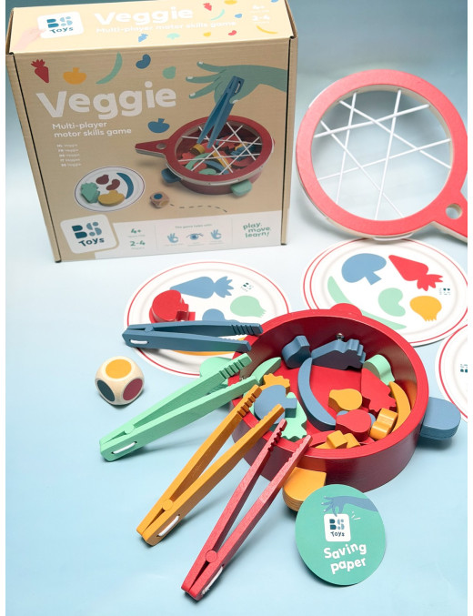 Bs Toys, Gra zręcznościowa Łowimy warzywa – drewniane szczypce, koordynacja ręka-oko