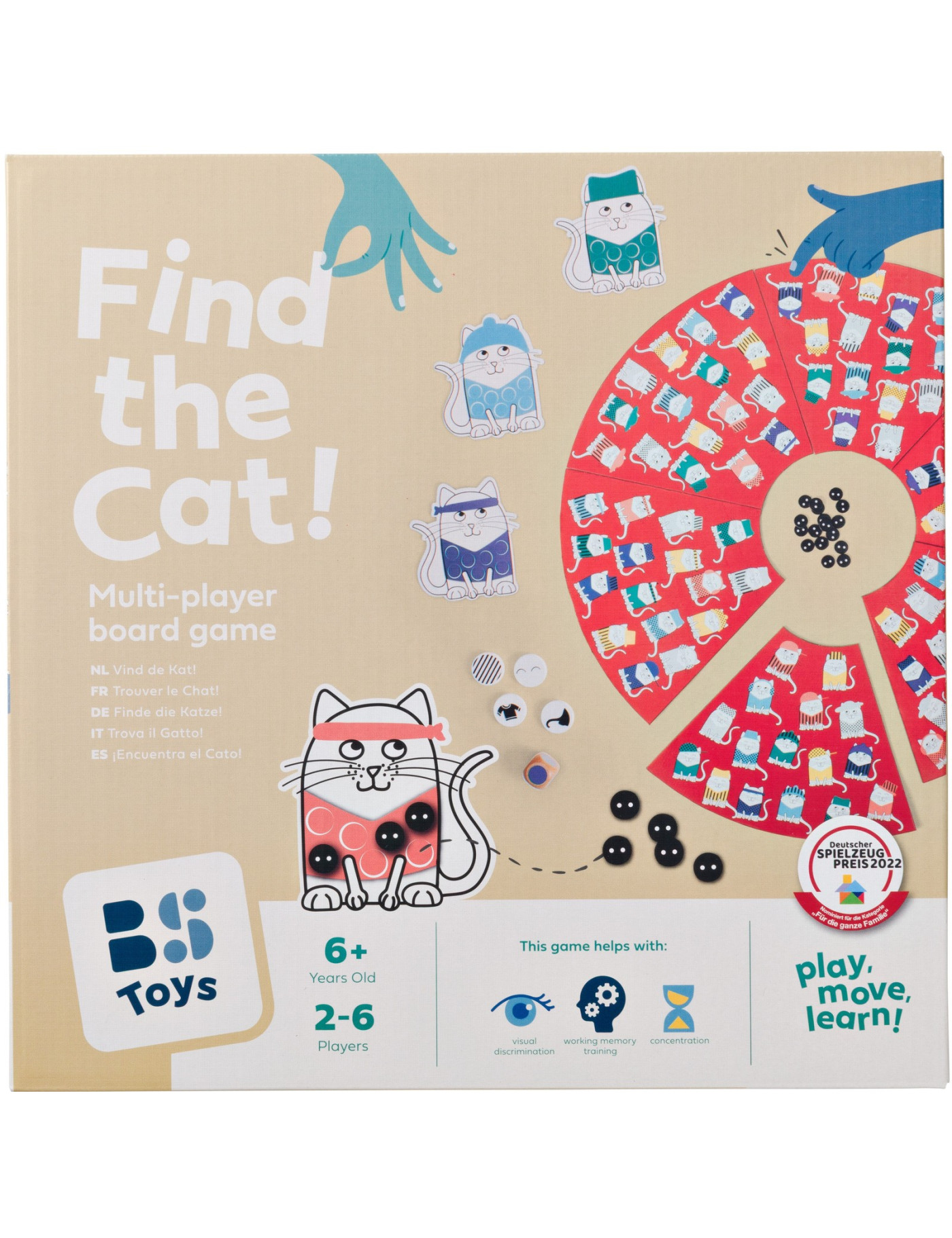 BS Toys, Gra na spostrzegawczość, Znajdź kota w kapeluszu, 6+ BS Toys, Gra na spostrzegawczość, Znajdź kota w kapeluszu, 6+