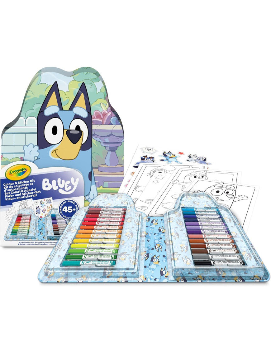 Crayola Zestaw artystyczny (kolorowanki dla dzieci, naklejki i flamastry) 47 el. Bluey 4+