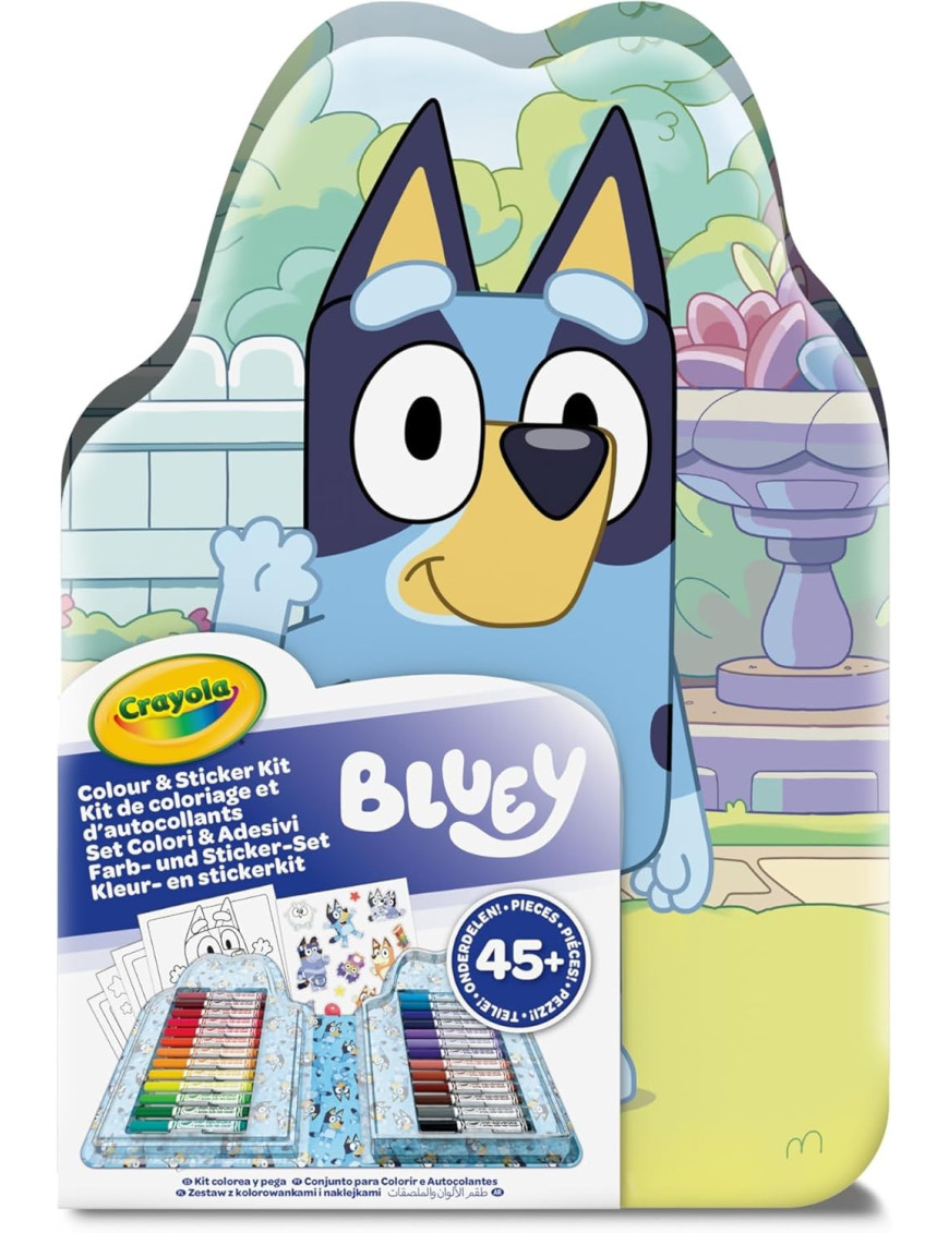 Crayola Zestaw artystyczny (kolorowanki dla dzieci, naklejki i flamastry) 47 el. Bluey 4+