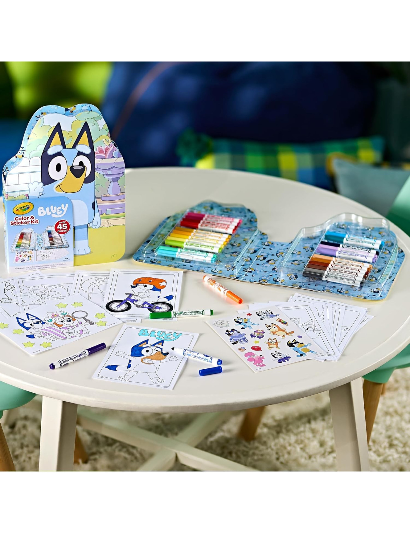 Crayola Zestaw artystyczny (kolorowanki dla dzieci, naklejki i flamastry) 47 el. Bluey 4+