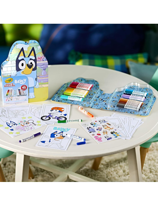 Crayola Zestaw artystyczny (kolorowanki dla dzieci, naklejki i flamastry) 47 el. Bluey 4+