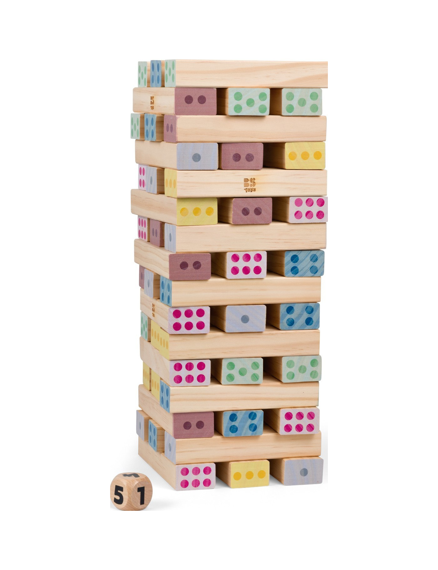 BS Toys, Duża wieża XXL – drewniana gra zręcznościowa z kostką, rozwój koordynacji i liczenia, 5+ BS Toys, Duża wieża XXL – drewniana gra zręcznościowa z kostką, rozwój koordynacji i liczenia, 5+