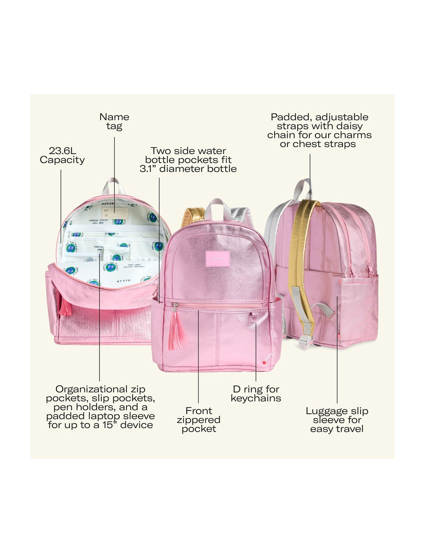 Plecak szkolny Kane Double Pocket | Dla dzieci 7–10 lat STATE BAGS