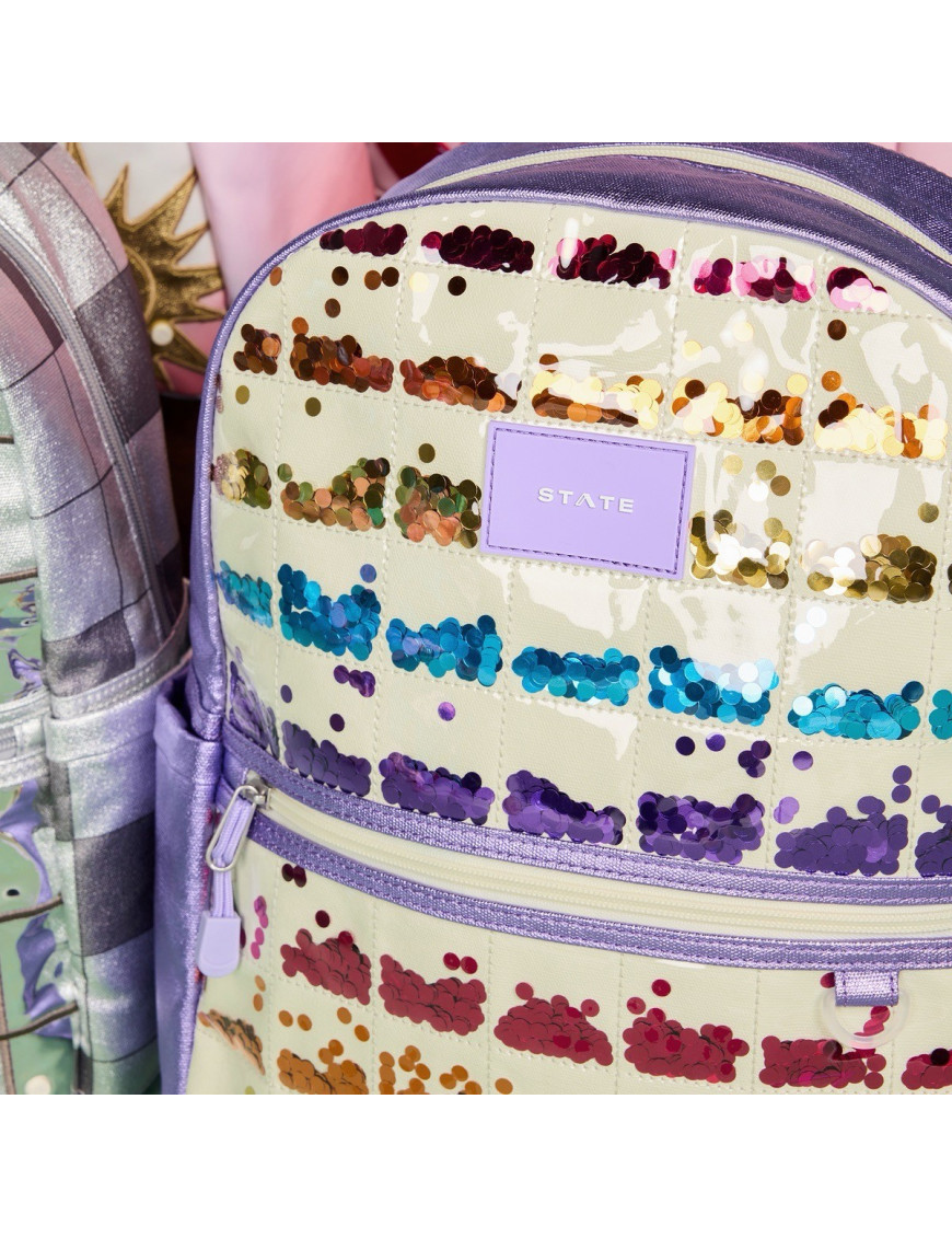 Plecak szkolny Kene Lilac Quilted Sequins STATE BAGS