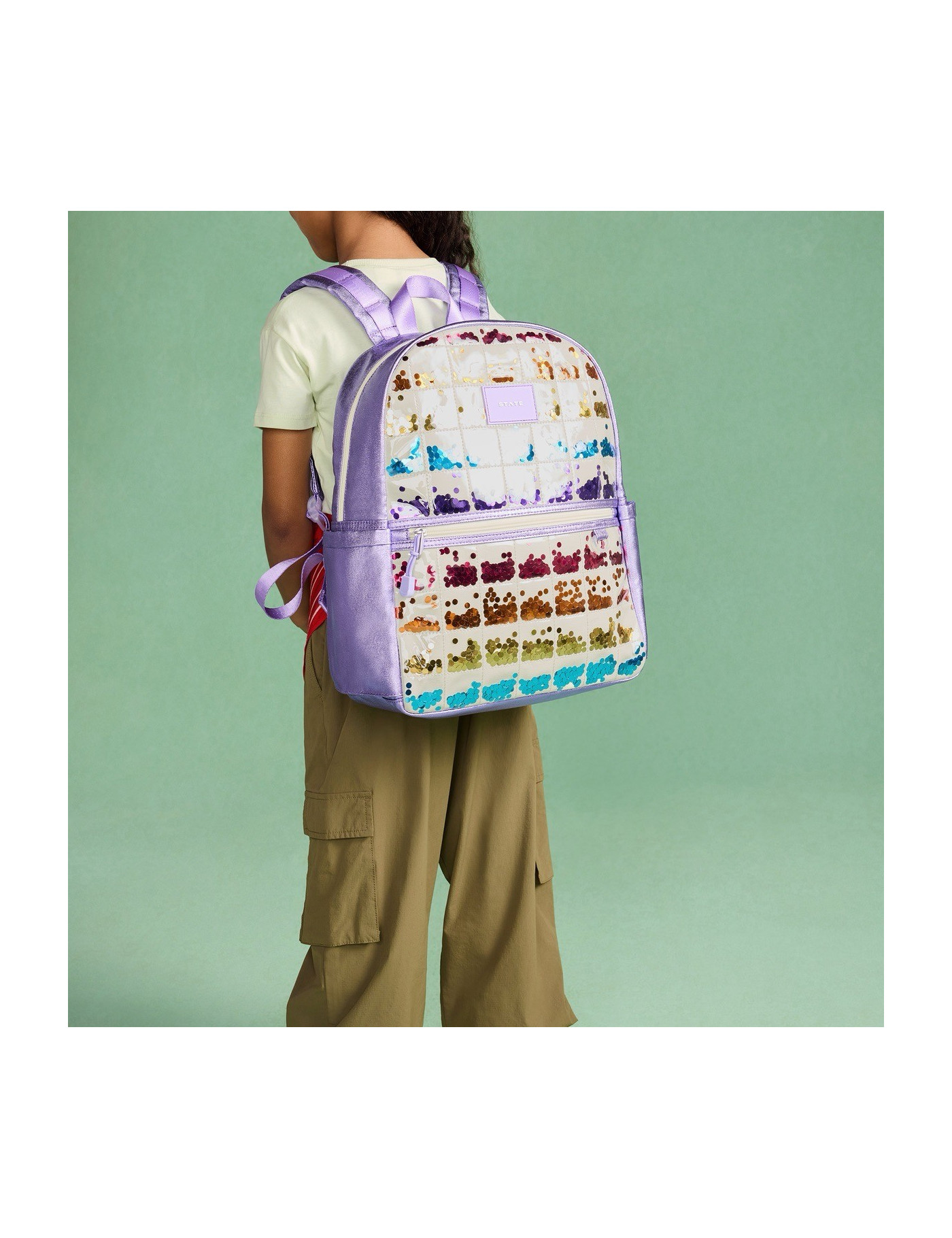 Plecak szkolny Kene Lilac Quilted Sequins STATE BAGS