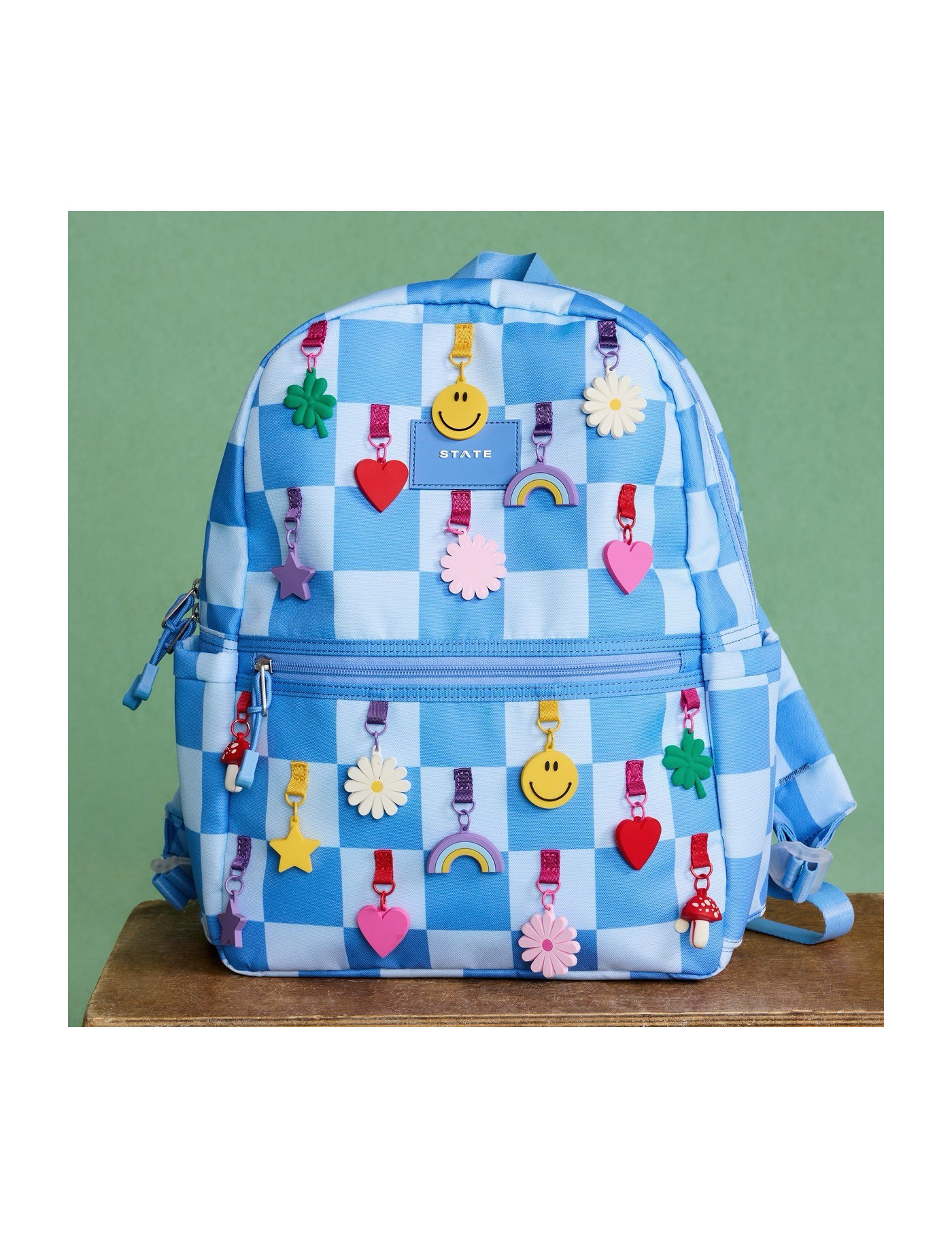 Plecak szkolny Kene Charms Blue Checkerboard STATE BAGS Plecak szkolny Kene Charms Blue Checkerboard STATE BAGS