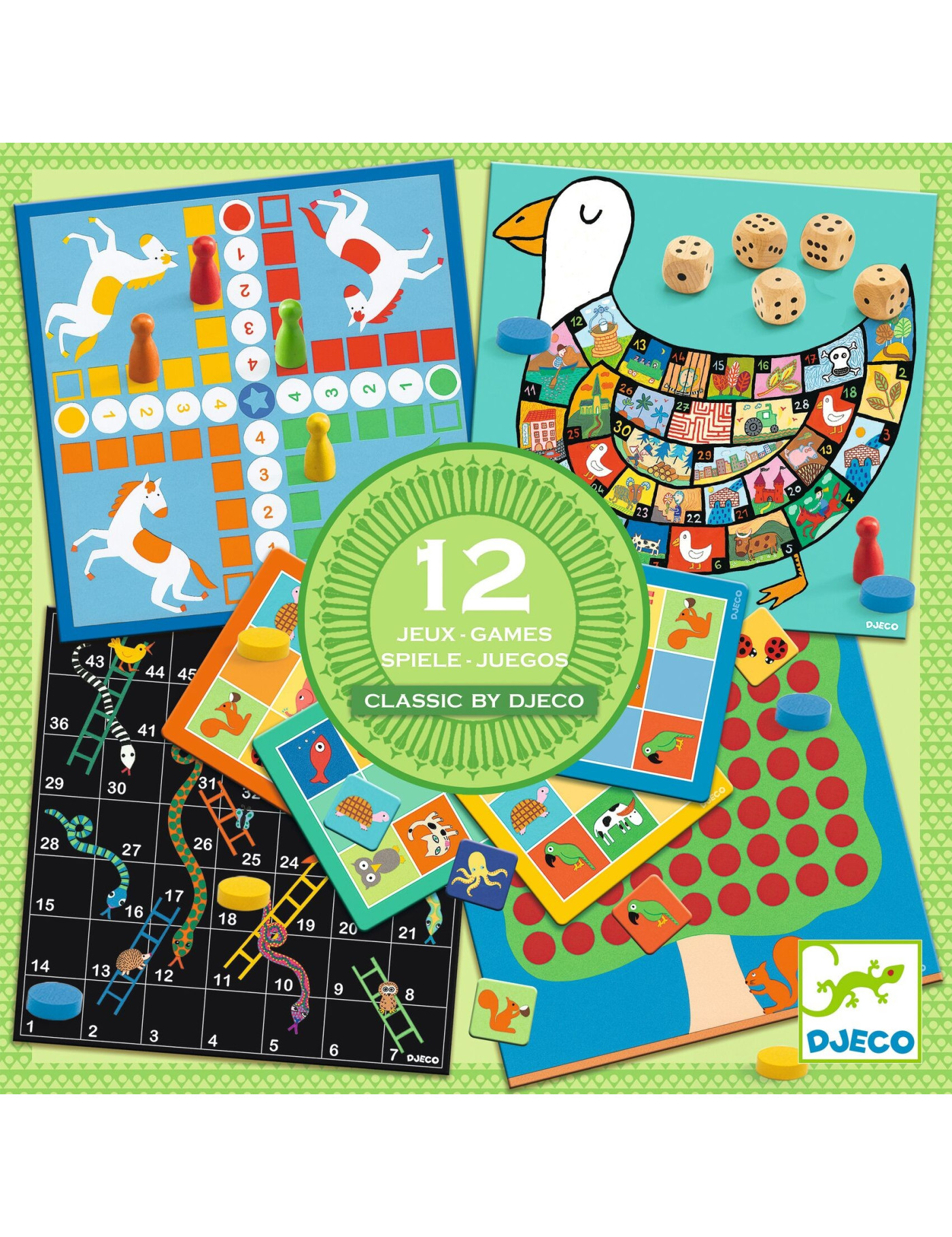 Gra Classic box 4+: zestaw 12 gier Djeco Gra Classic box 4+: zestaw 12 gier Djeco