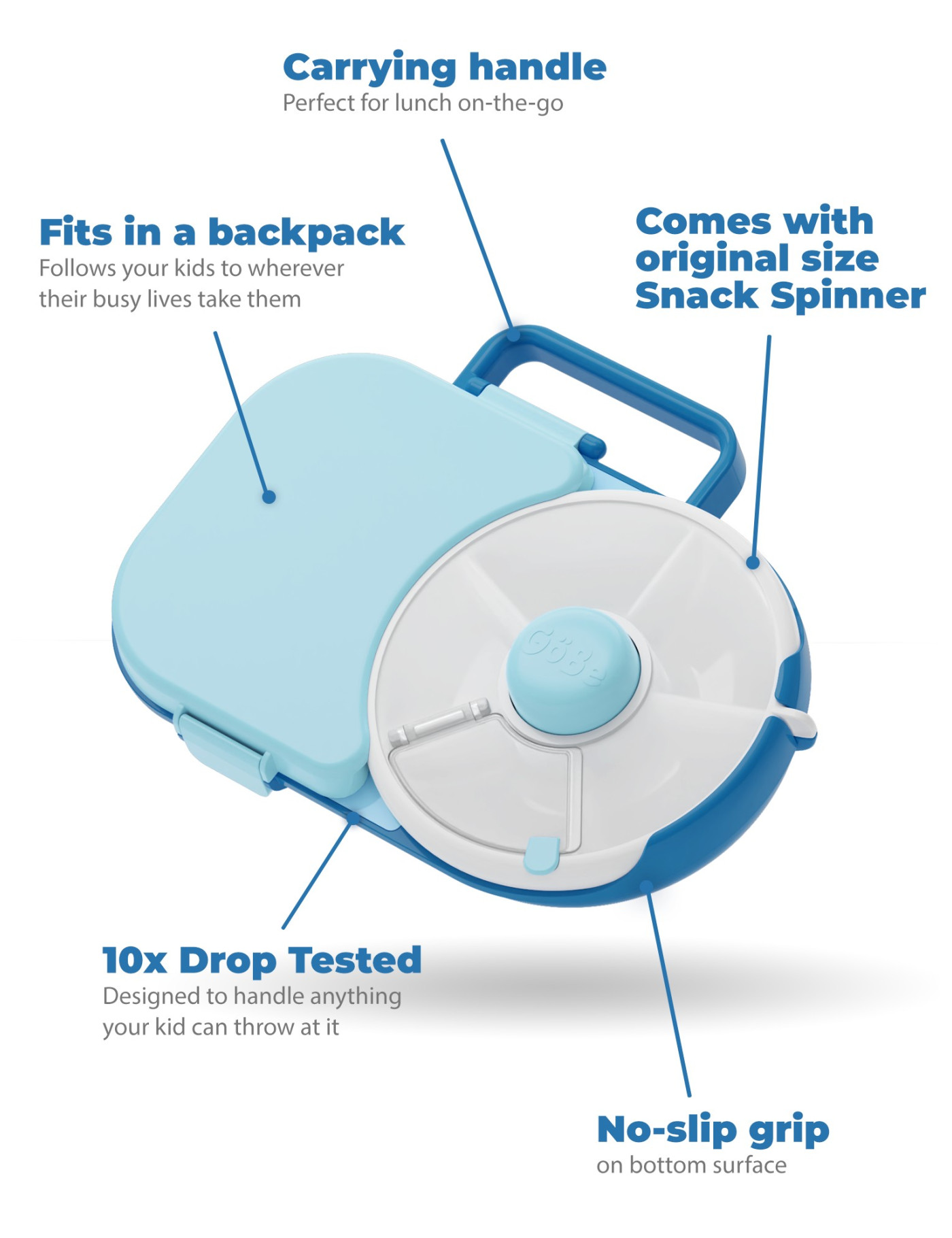 Śniadaniówka dla dzieci Lunchbox Snack Spinner 2w1 Gobe - Blueberry Blue