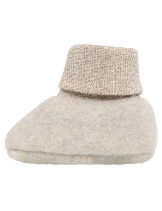 HUTTEliHUT Wełniane buciki niemowlęce z wełny merino Wool Fleece Camel Melange