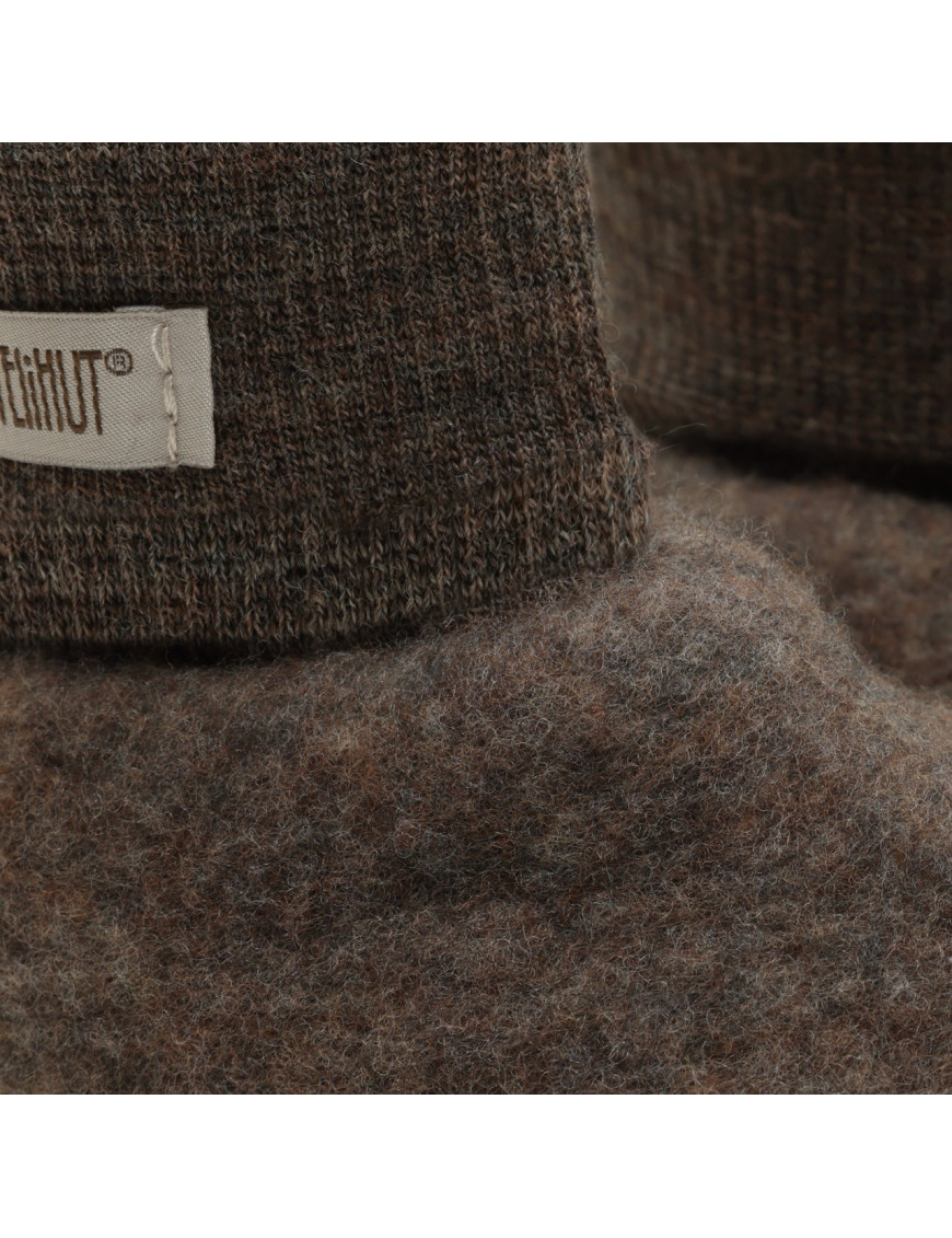 HUTTEliHUT Wełniane buciki niemowlęce z wełny merino Wool Fleece Brown Melange