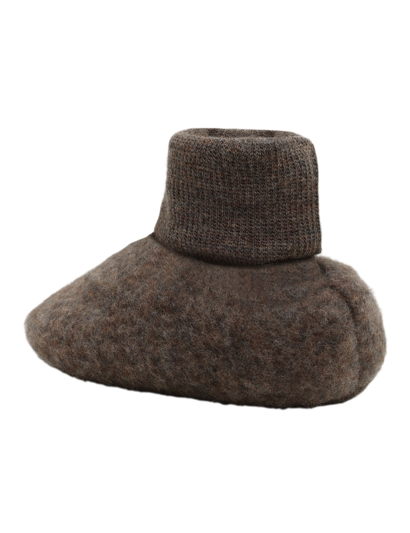 HUTTEliHUT Wełniane buciki niemowlęce z wełny merino Wool Fleece Brown Melange