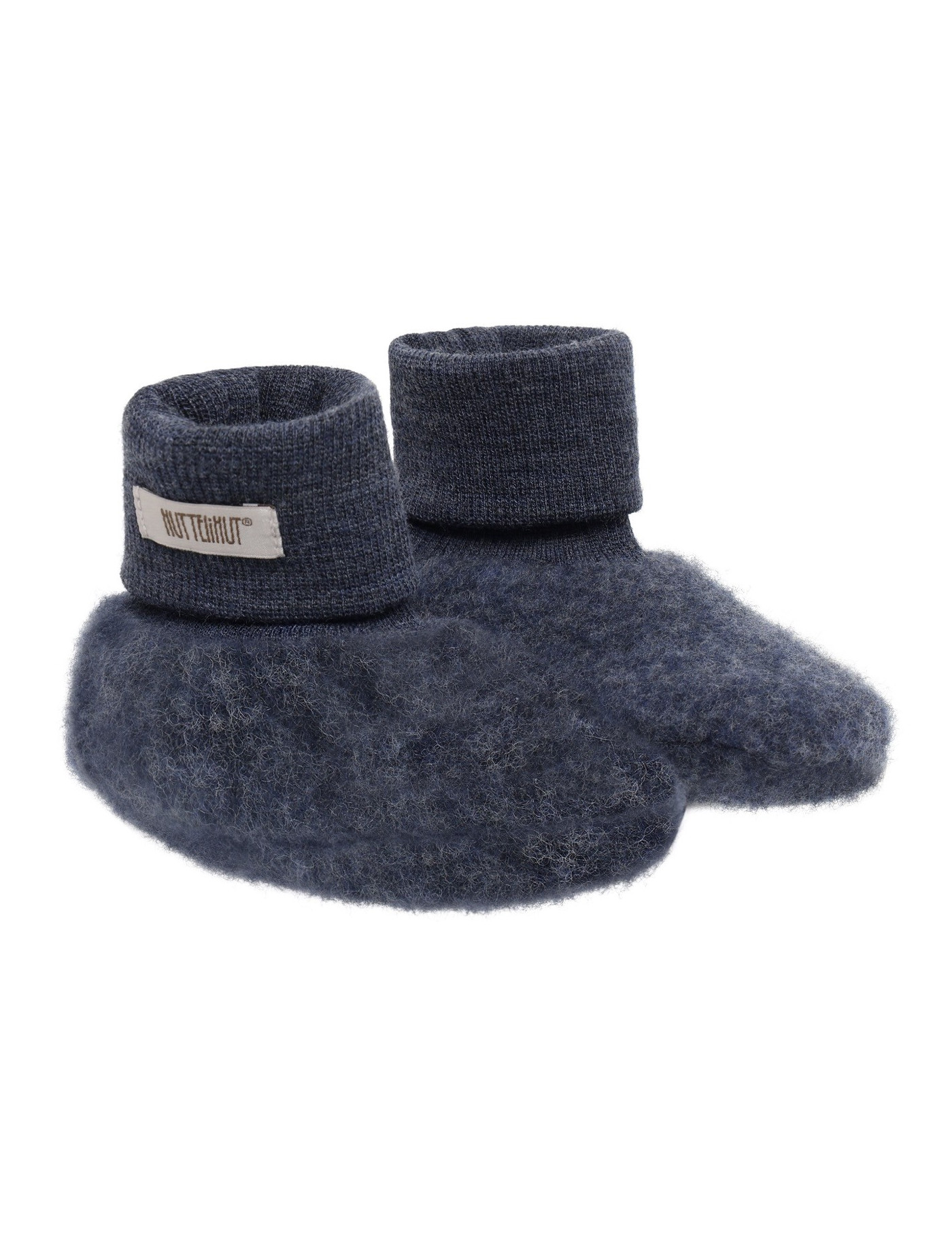HUTTEliHUT Wełniane buciki niemowlęce z wełny merino Wool Fleece Blue Melange HUTTEliHUT Wełniane buciki niemowlęce z wełny merino Wool Fleece Blue Melange