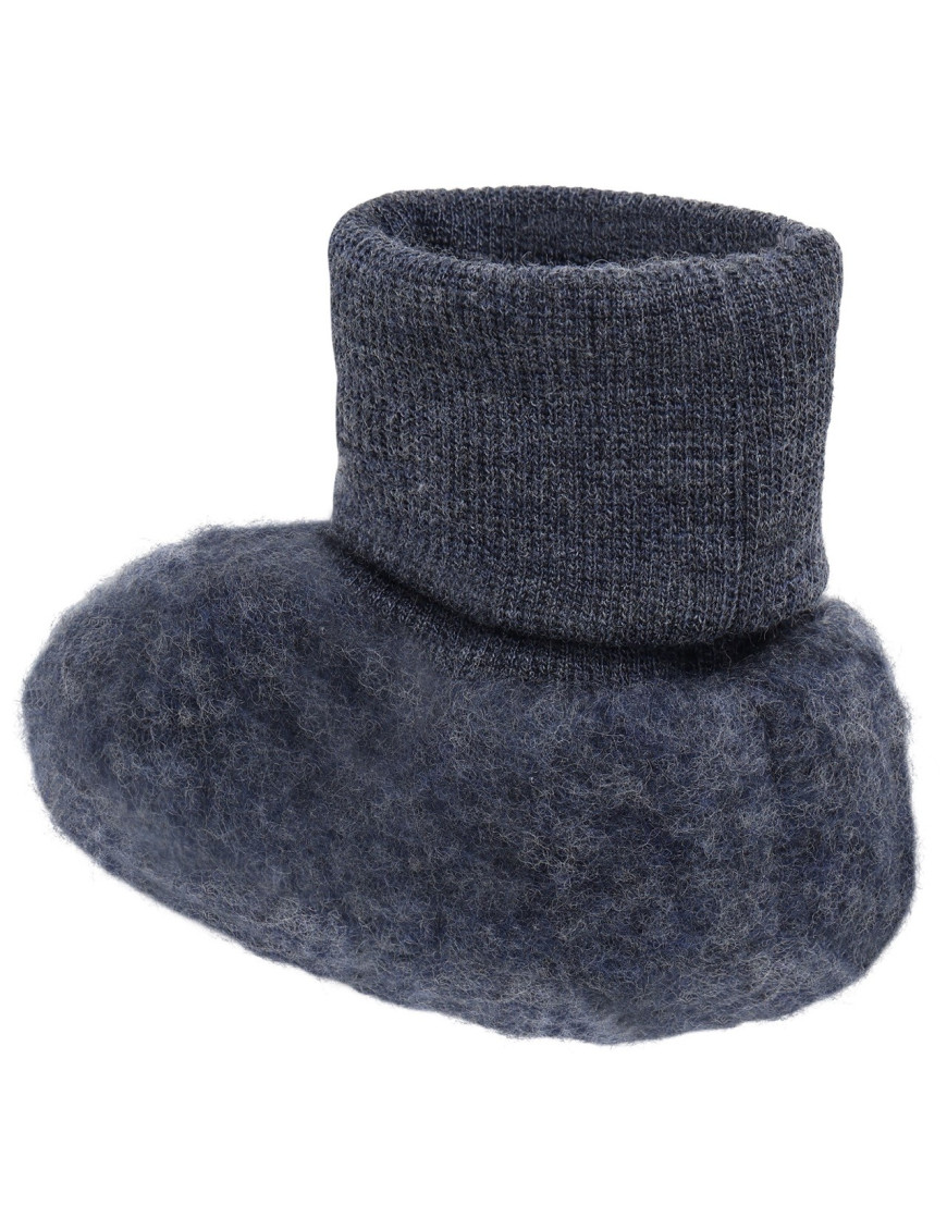 HUTTEliHUT Wełniane buciki niemowlęce z wełny merino Wool Fleece Blue Melange HUTTEliHUT Wełniane buciki niemowlęce z wełny merino Wool Fleece Blue Melange