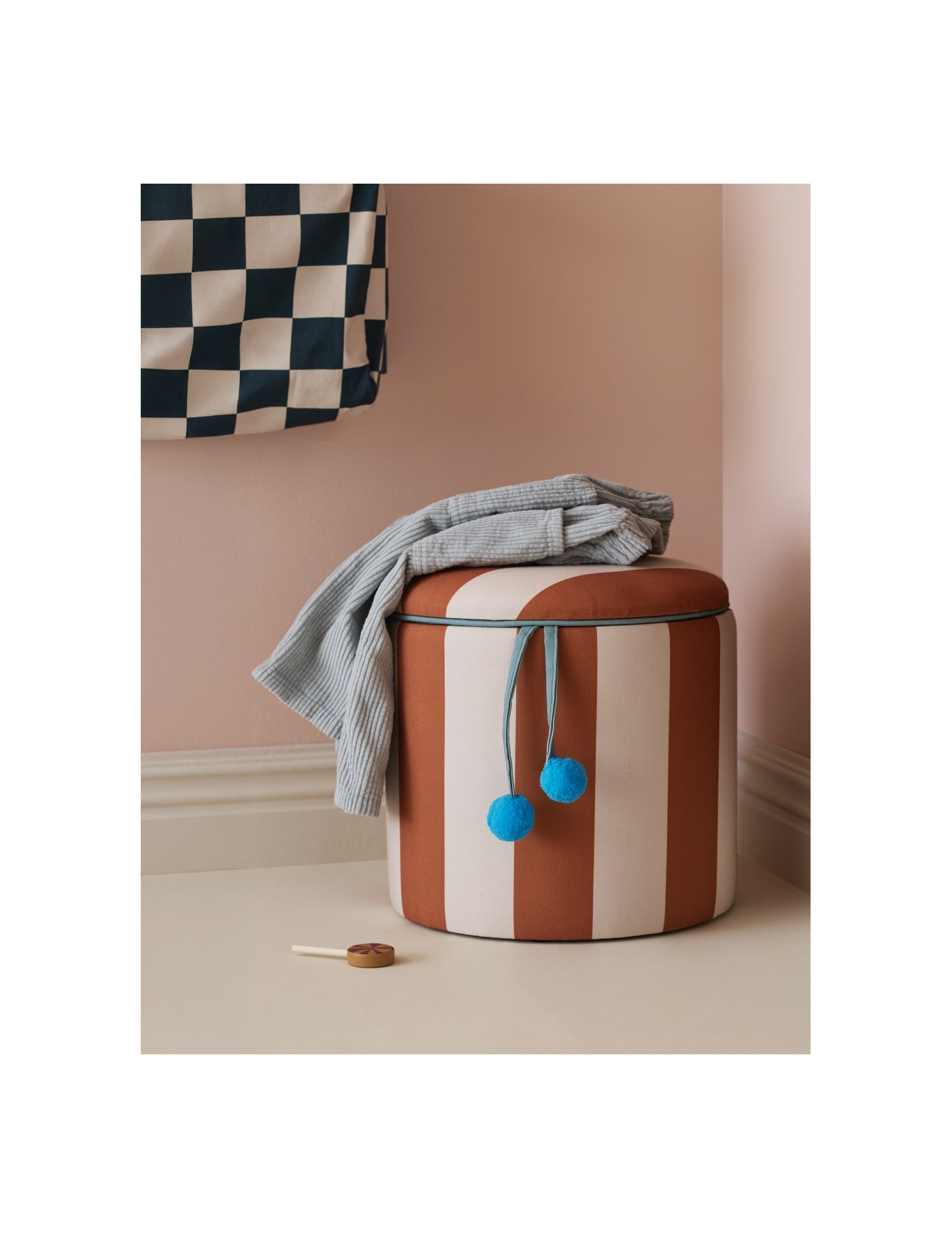 Kid's Concept - pufa cylindryczna ze schowkiem, brązowy