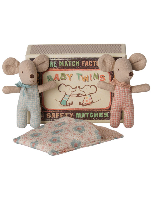 Maileg Baby Mice Twins in Matchbox Checker | Myszki | Ecobobo