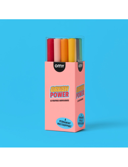 OMY Brush Power – Akrylowe Markery Pędzelkowe 12 szt. | Ecobobo