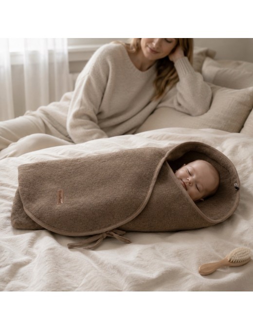 Zaffiro Otulacz Wełniany Sierra 0–12 m Brown | Ecobobo