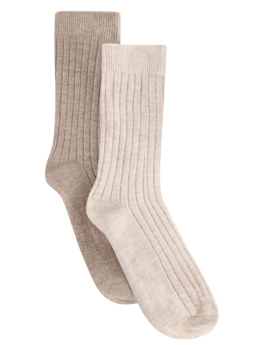 HUTTEliHUT Wool Rib Socks 2-Pack Camel Melange – Skarpetki HUTTEliHUT Wool Rib Socks 2-Pack Camel Melange – Skarpetki
