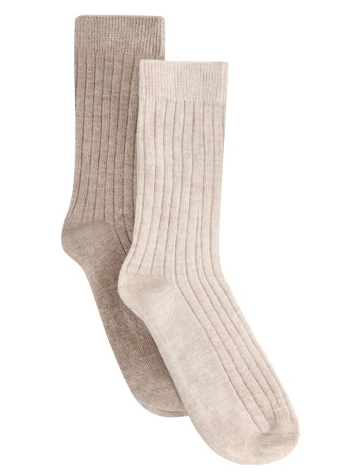 HUTTEliHUT Wool Rib Socks 2-Pack Camel Melange – Skarpetki