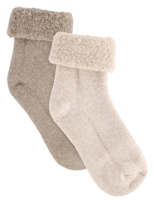 HUTTEliHUT Wool Terry Socks 2-Pack Camel Melange – Skarpetki