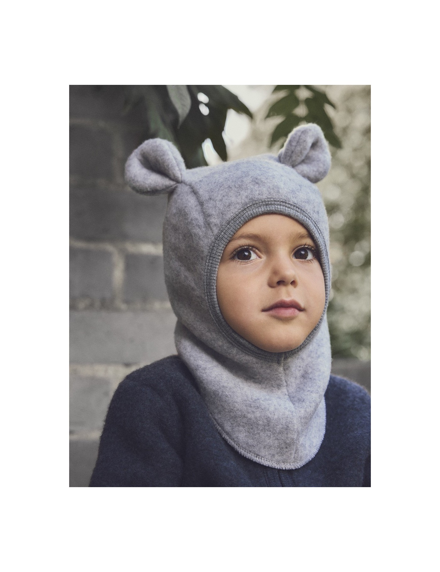 Kominiarka z uszami merino Teddy Grey Melange Huttelihut