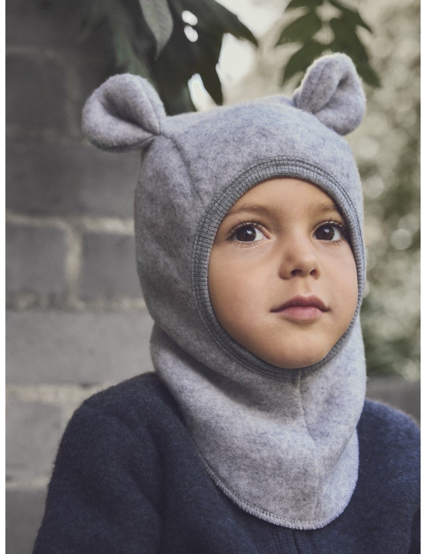 Kominiarka z uszami merino Teddy Grey Melange Huttelihut