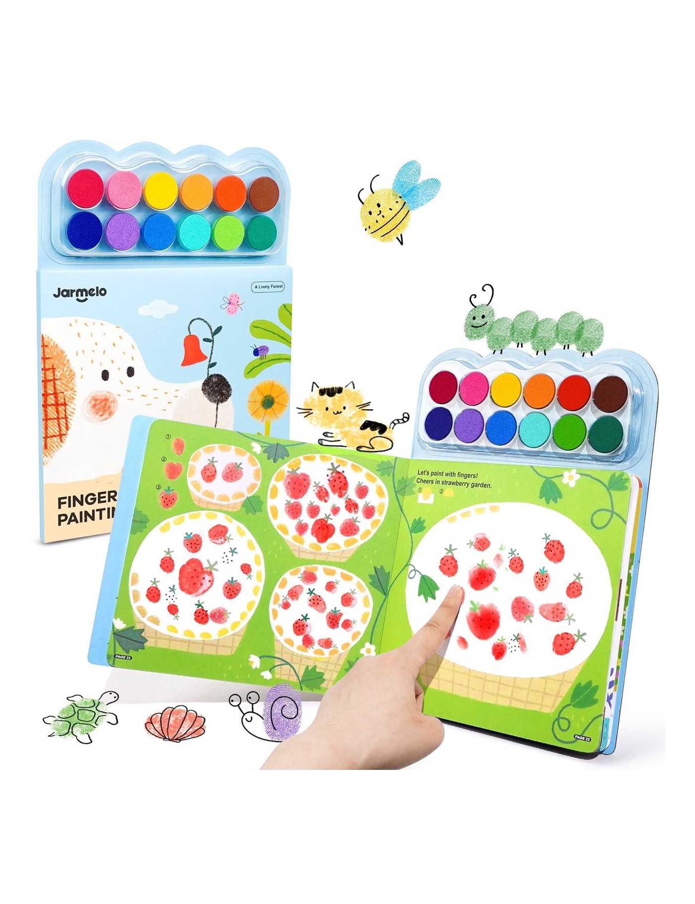 Jarmelo Finger Painting Forest – malowanie palcami 12 gąbek 3+ – Ecobobo