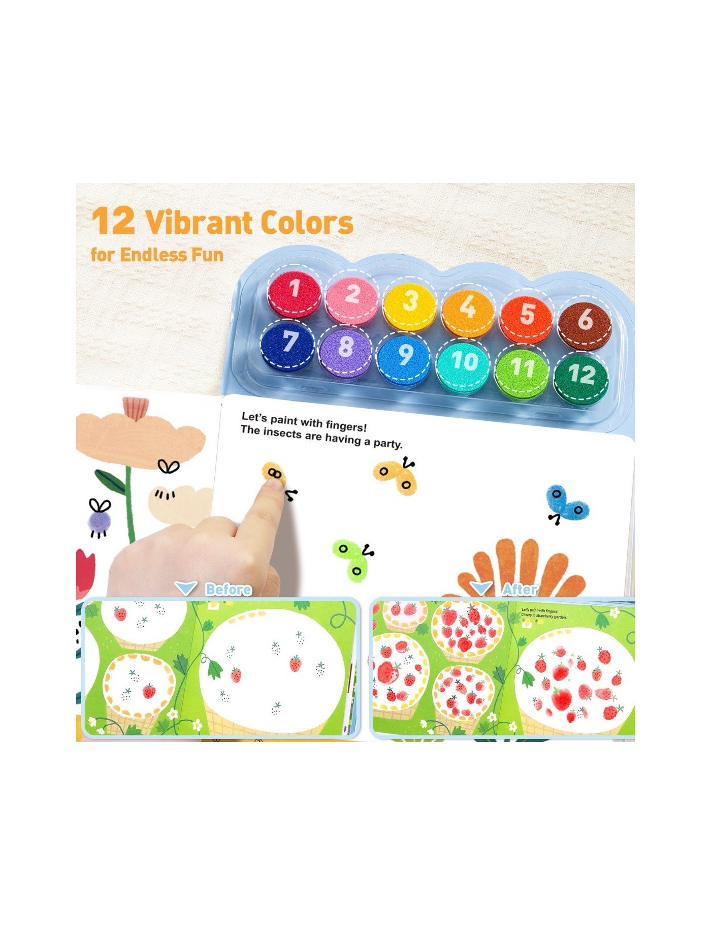 Jarmelo Finger Painting Forest – malowanie palcami 12 gąbek 3+ – Ecobobo