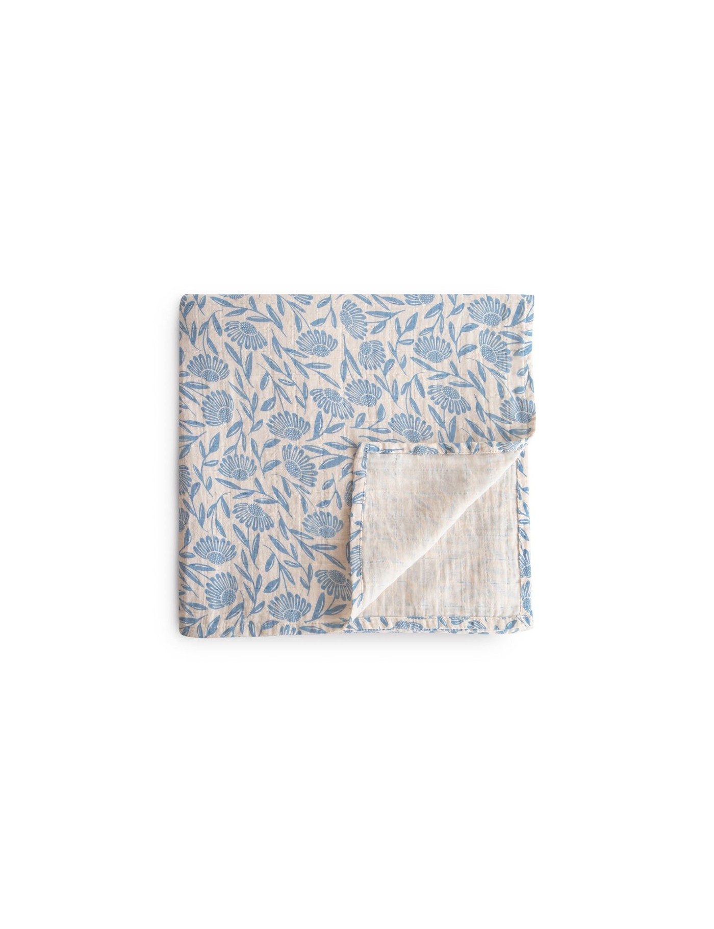 Mushie Otulacz Muślinowy Blue Flowers 120×120 cm – Ecobobo