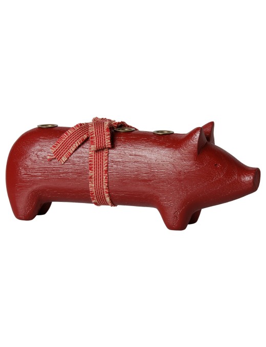 Maileg Świecznik Adwentowy Świnka Medium Red – Ecobobo