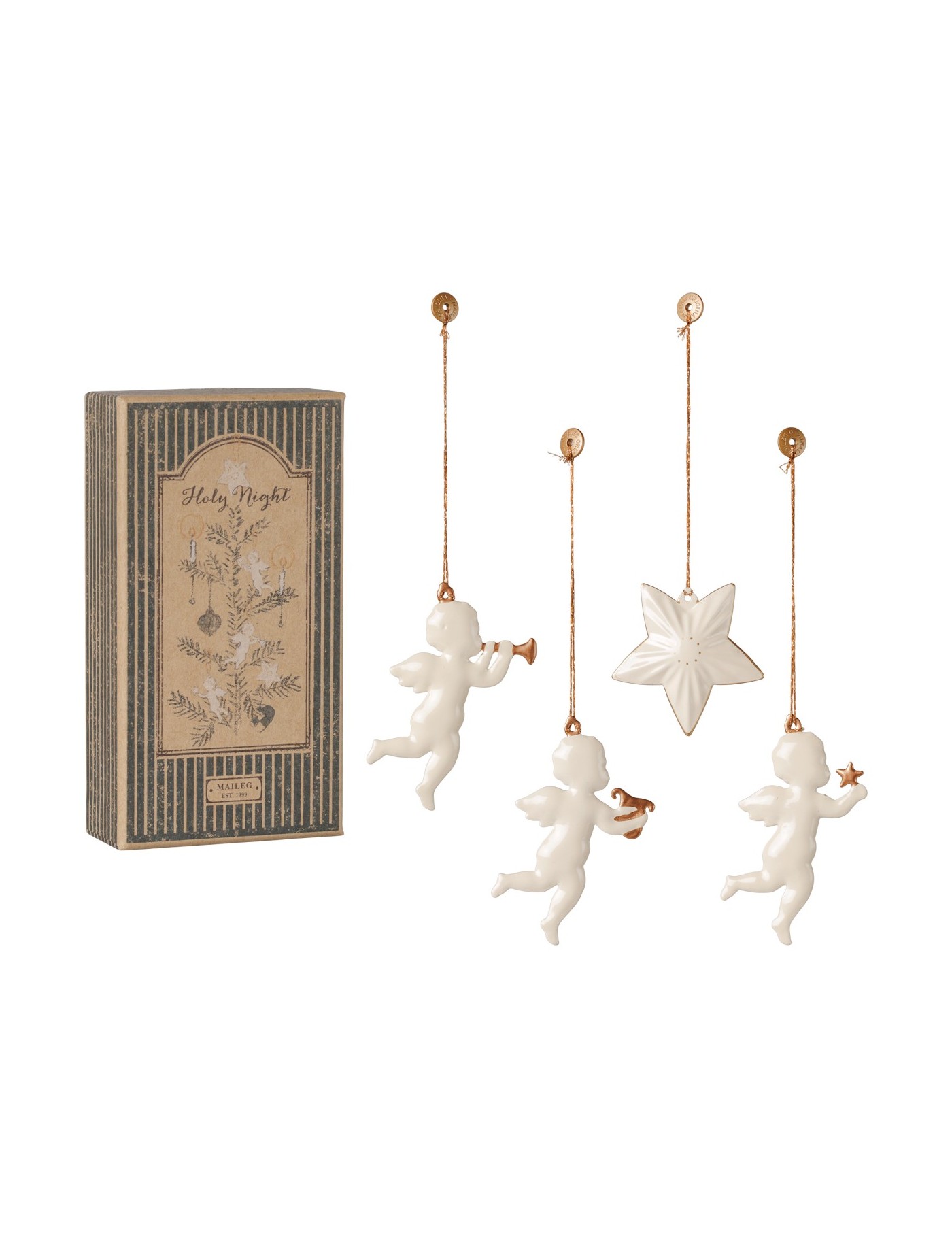 Maileg Holy Night – Zestaw Metalowych Ozdób Off White – Ecobobo